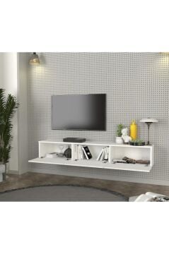Dorpek Cercei Led Li Işıklı Tv Ünitesi 180 Cm -beyaz, Modern, Şık, Geniş, Fonksiyonel Tasarım - Tv Sehpası