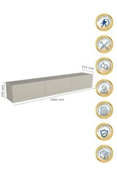 Dorpek Cercei Led Li Işıklı Tv Ünitesi 180 Cm - Kumtaşı Renk, Modern, Geniş, Raflı Tasarım - Tv Sehpası