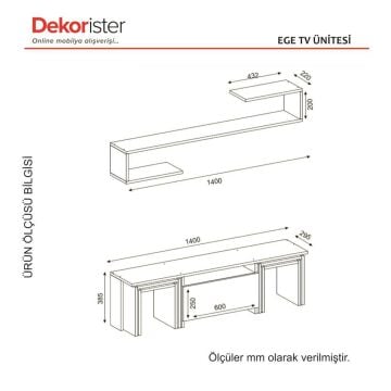 Dekorister Ege Tv Ünitesi Beyaz-Ceviz