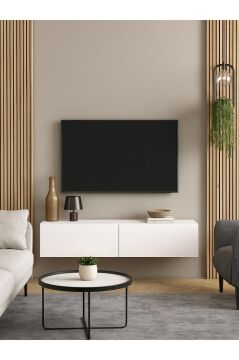 Dorpek Jorah Tv Sehpası 135 Cm Beyaz - Duvara Monte – Dayanıklı & Modern Tasarım - Kolay Montaj Kurulum