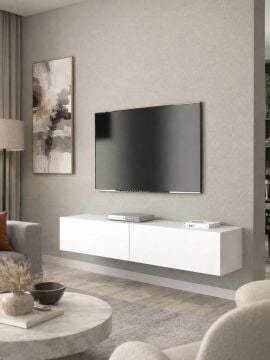 Dorpek Jorah Tv Sehpası 135 Cm Beyaz - Duvara Monte – Dayanıklı & Modern Tasarım - Kolay Montaj Kurulum