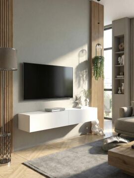 Dorpek Jorah Tv Sehpası 135 Cm Beyaz - Duvara Monte – Dayanıklı & Modern Tasarım - Kolay Montaj Kurulum