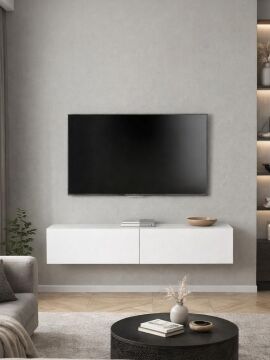 Dorpek Jorah Tv Sehpası 135 Cm Beyaz - Duvara Monte – Dayanıklı & Modern Tasarım - Kolay Montaj Kurulum