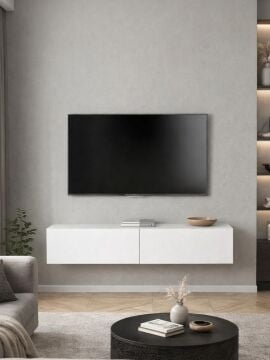 Dorpek Jorah Tv Sehpası 135 Cm Beyaz - Duvara Monte – Dayanıklı & Modern Tasarım - Kolay Montaj Kurulum