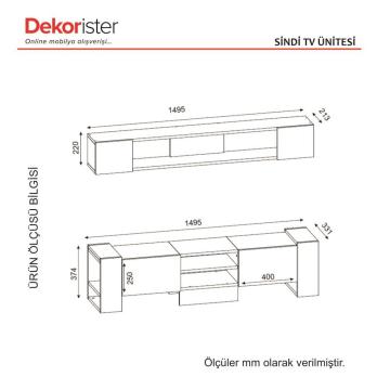 Dekorister Sindi Tv Ünitesi Beyaz-Ceviz