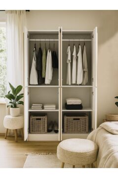 Dorpek Poy 4 Kapaklı Gardırop - 182 cm Y, 122 cm G - Genç Odası ve Yatak Odası Gardırop