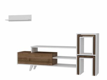 Dekorister Novella K15 Kitaplıklı Tv Ünitesi Beyaz-Ceviz