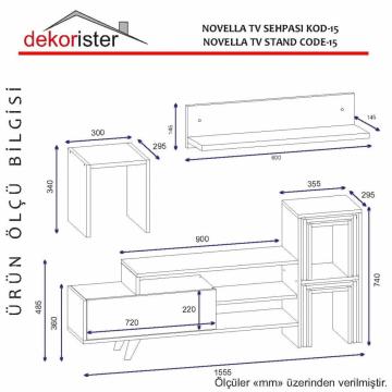 Dekorister Novella K15 Kitaplıklı Tv Ünitesi Beyaz-Ceviz