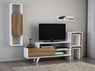 Dekorister Novella K145 Kitaplıklı Tv Ünitesi Beyaz-Ceviz