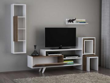 Dekorister Novella K145 Kitaplıklı Tv Ünitesi Beyaz-Ceviz