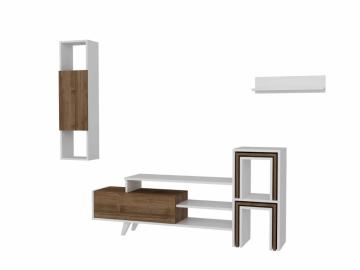 Dekorister Novella K145 Kitaplıklı Tv Ünitesi Beyaz-Ceviz