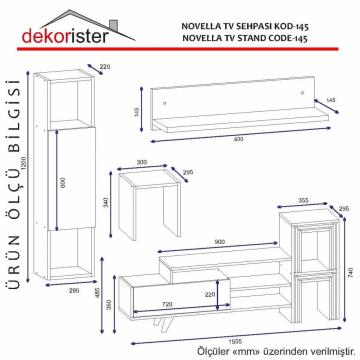 Dekorister Novella K145 Kitaplıklı Tv Ünitesi Beyaz-Ceviz