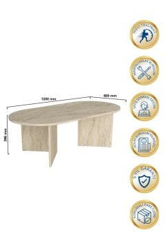 Dorpek Cortado Çok Amaçlı Elips Orta sehpa Traverten