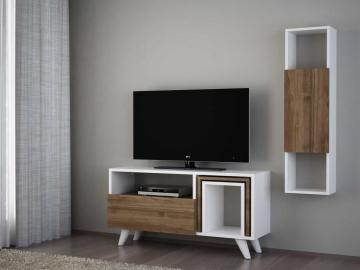 Dekorister Novella K24 Kitaplıklı Tv Ünitesi Beyaz-Ceviz