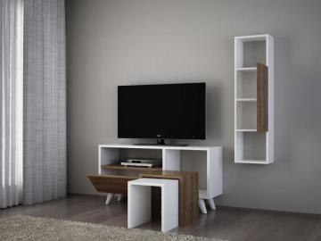 Dekorister Novella K24 Kitaplıklı Tv Ünitesi Beyaz-Ceviz