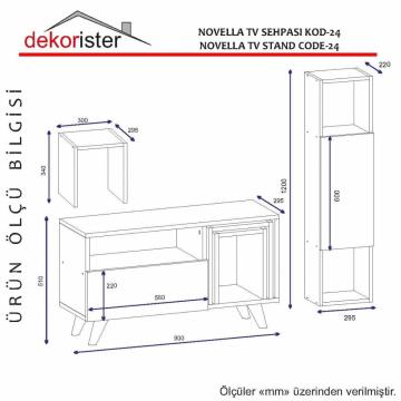 Dekorister Novella K24 Kitaplıklı Tv Ünitesi Beyaz-Ceviz