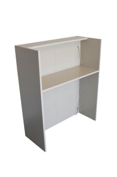 Dorpek Karibu Ledli Karşılama Bankosu 110 cm Ofis Kasa Resepsiyon Masası Kumtaşı - Sepet