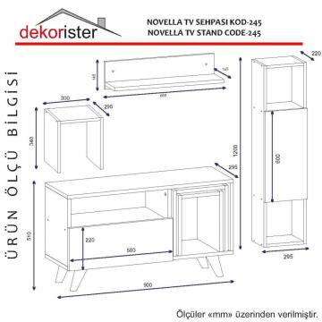 Dekorister Novella K245 Kitaplıklı Tv Ünitesi Beyaz-Ceviz