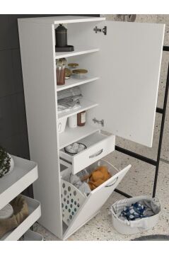 Dorpek Ayris Çok Amaçlı Dolap Kiler Dolabı Mutfak Banyo Dolabı Beyaz