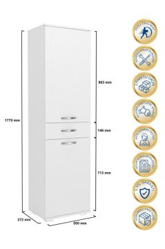 Dorpek Ayris Çok Amaçlı Dolap Kiler Dolabı Mutfak Banyo Dolabı Beyaz