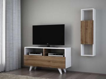 Dekorister Novella K34 Kitaplıklı Tv Ünitesi Beyaz-Ceviz
