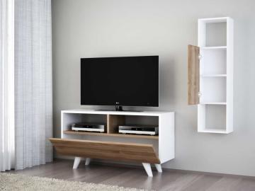 Dekorister Novella K34 Kitaplıklı Tv Ünitesi Beyaz-Ceviz