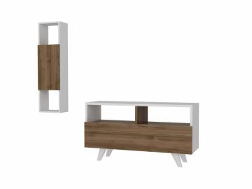 Dekorister Novella K34 Kitaplıklı Tv Ünitesi Beyaz-Ceviz