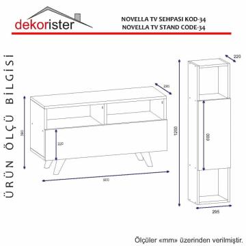 Dekorister Novella K34 Kitaplıklı Tv Ünitesi Beyaz-Ceviz