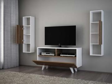 Dekorister Novella K344 Kitaplıklı Tv Ünitesi Beyaz-Ceviz