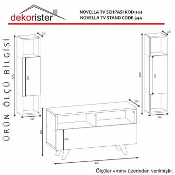 Dekorister Novella K344 Kitaplıklı Tv Ünitesi Beyaz-Ceviz