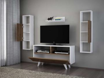 Dekorister Novella K3445 Kitaplıklı Tv Ünitesi Beyaz-Ceviz