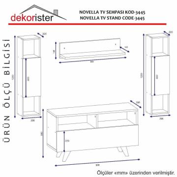 Dekorister Novella K3445 Kitaplıklı Tv Ünitesi Beyaz-Ceviz