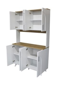 Dorpek Kalira 4 Kapaklı Mutfak Dolabı Çok amaçlı Dolap Kahve Kösesi Beyaz - Sepet