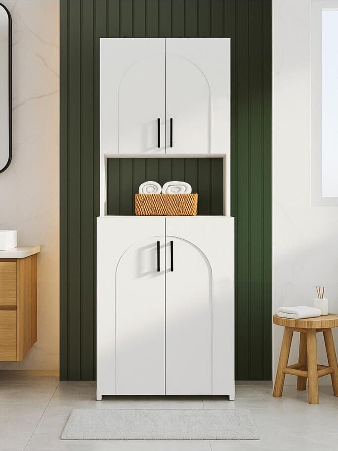 Dorpek Kalira Çamaşır Makinesi Dolabı Çok Amaçlı Banyo Dolabı Beyaz