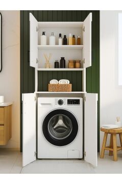Dorpek Kalira Çamaşır Makinesi Dolabı Çok Amaçlı Banyo Dolabı Beyaz