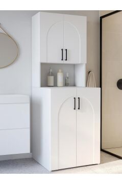 Dorpek Kalira Çamaşır Makinesi Dolabı Çok Amaçlı Banyo Dolabı Beyaz