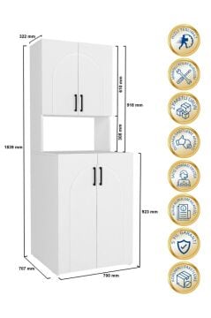 Dorpek Kalira Çamaşır Makinesi Dolabı Çok Amaçlı Banyo Dolabı Beyaz