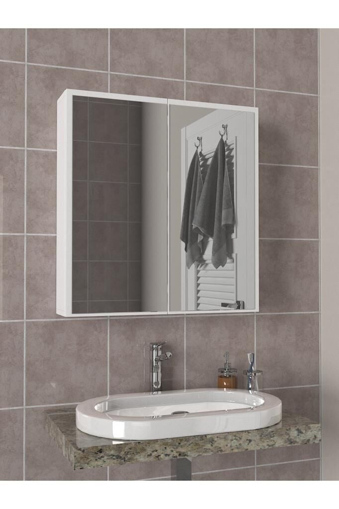 Dorpek Priya Çok Amaçlı Aynalı Banyo Dolabı Beyaz