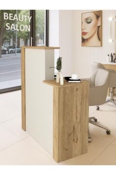 Dorpek Enter Karşılama Bankosu 110cm Kasa Resepsiyon Masası Ofis Bankosu Sepet-kumtaşı