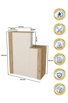 Dorpek Enter Karşılama Bankosu 110cm Kasa Resepsiyon Masası Ofis Bankosu Sepet-kumtaşı