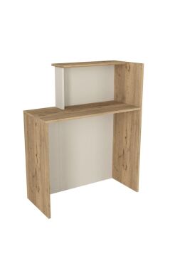 Dorpek Enter Karşılama Bankosu 110cm Kasa Resepsiyon Masası Ofis Bankosu Sepet-kumtaşı