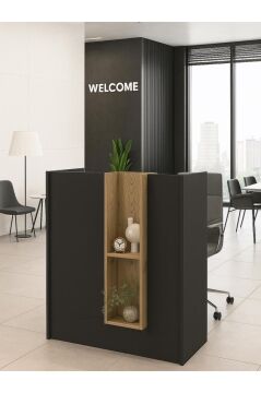Dorpek Bonveno Karşılama Bankosu 110 cm Kasa Resepsiyon Masası Ofis Bankosu Antrasit - Sepet