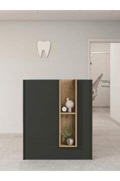 Dorpek Bonveno Karşılama Bankosu 110 cm Kasa Resepsiyon Masası Ofis Bankosu Antrasit - Sepet