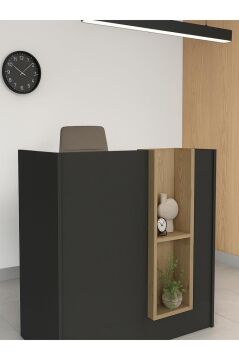 Dorpek Bonveno Karşılama Bankosu 110 cm Kasa Resepsiyon Masası Ofis Bankosu Antrasit - Sepet