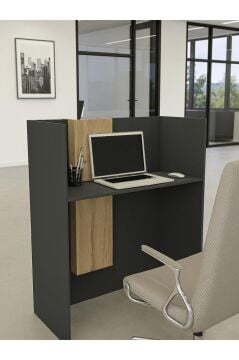 Dorpek Bonveno Karşılama Bankosu 110 cm Kasa Resepsiyon Masası Ofis Bankosu Antrasit - Sepet