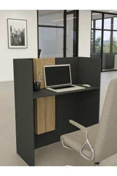 Dorpek Bonveno Karşılama Bankosu 110 cm Kasa Resepsiyon Masası Ofis Bankosu Antrasit - Sepet