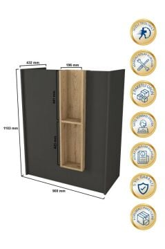 Dorpek Bonveno Karşılama Bankosu 110 cm Kasa Resepsiyon Masası Ofis Bankosu Antrasit - Sepet