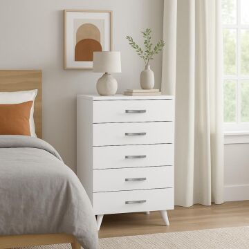 Cemre 5 Çekmeceli Şifonyer Beyaz