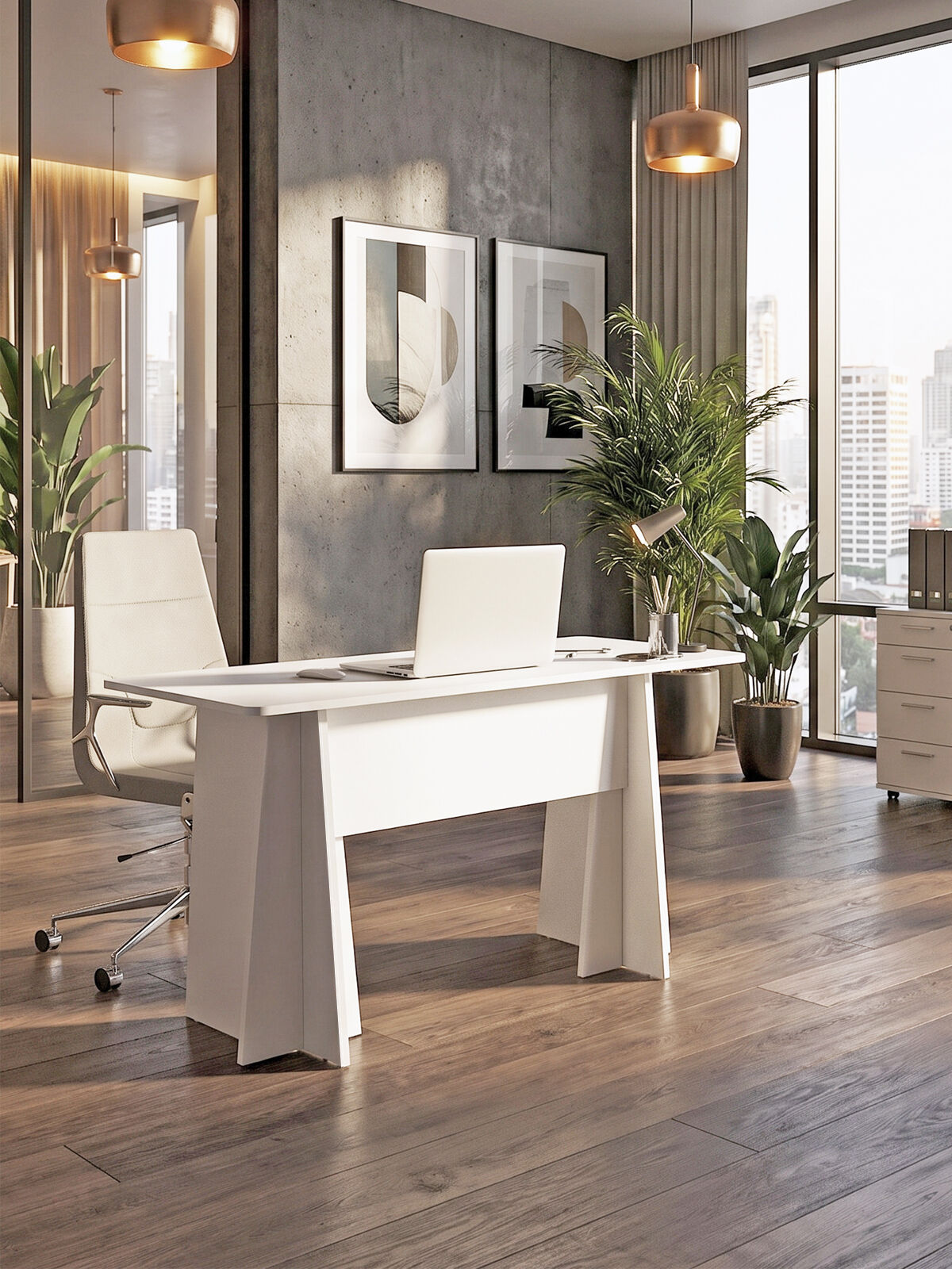 Dorpek Kula Yönetici Ofis Masası Çalışma Masası Beyaz