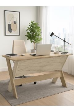 Dorpek Sora Ofis Takımı Ofis Masa ve Sehpa Seti Rota - Traverten